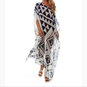Attiki Chiffon Mixed Media Pullover Kaftan